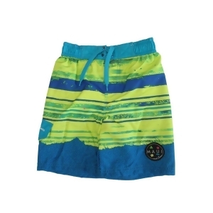 Maui Little Boys Green Blue Adjustable Waist Swimwear Shorts 4-6 - 6