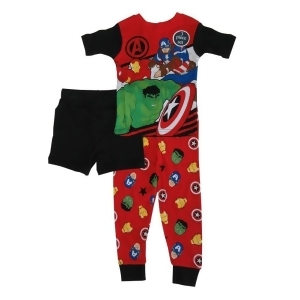 Marvel Little Boys Red Avengers Short Sleeve 3 Pc Pajama Set 4-6 - 4