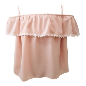 Big Girls Blush Trimmed Overlay Spaghetti Strap Off-Shoulder Top 8-14 - 14