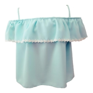 Big Girls Mint Trimmed Overlay Spaghetti Strap Off-Shoulder Top 8-14 - 12