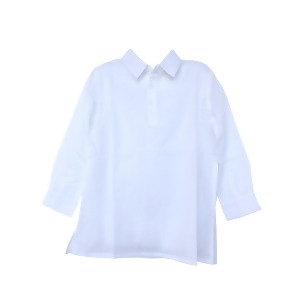 Azul Little Boys White Solid Color Long Sleeve Cotton Shirt Top 2T-7 - 6/7