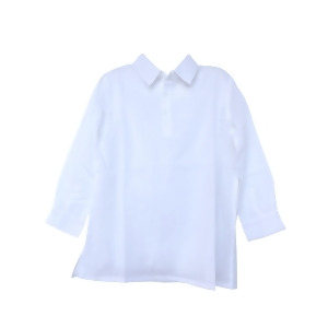 Azul Little Boys White Solid Color Long Sleeve Cotton Shirt Top 2T-7 - 4/5