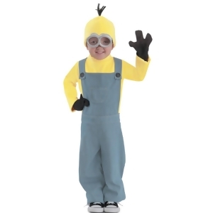 Big Boys Yellow Blue Chambray Minions Kevin Jumpsuit 4 Pc Halloween Costume 8-12 - 10