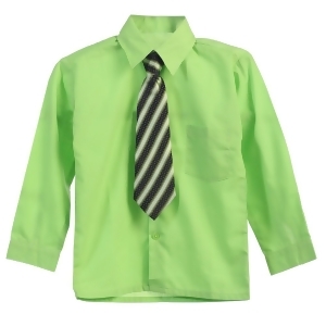 Big Boys Lime Green Tie Long Sleeve Button Special Occasion Dress Shirt 8-20 - 12