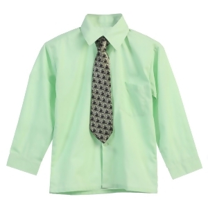 Big Boys Pastel Green Tie Long Sleeve Button Special Occasion Shirt 8-20 - 10