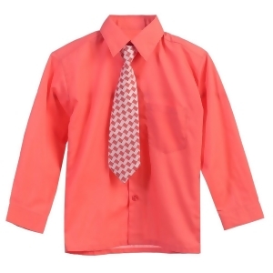 Big Boys Coral Tie Long Sleeve Button Special Occasion Dress Shirt 8-20 - 8