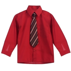 Big Boys Red Stripe Tie Long Sleeve Button Special Occasion Dress Shirt 8-20 - 14