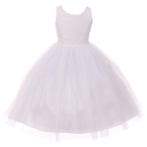 Good Girl Little Girls White Tulle Adorned Overlaid Flower Girl Dress 2-6 - 4