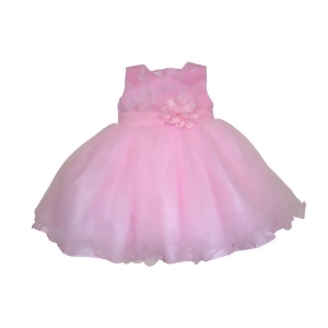 Little Girls Pink Embroidered Floral Accent Wire Hem Flower Girl Dress 2T-6x - 2T