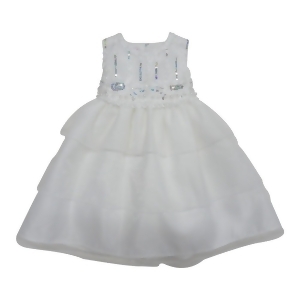 Baby Girls Off-White Sparkle Sequin Bead Embellished Flower Girl Dress 6-24M - 18 Months