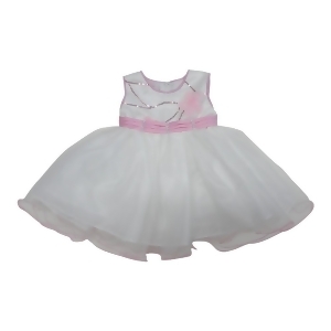 Little Girls Pink White Glitter Sequin Floral Accent Flower Girl Dress 2-4T - 3T