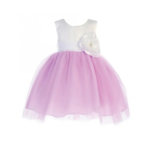 Little Girls Lilac White Floral Accented Glitter Tulle Flower Girl Dress 2-6 - 2