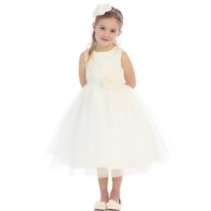 Big Girls Ivory Floral Embellished Lace Tulle Junior Bridesmaid Dress 8-12 - 10