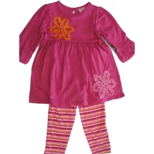 Carters Little Girls Fuchsia Ruffle Floral Appliques Shirt 2 Pc Legging Set 2T-6x - 5