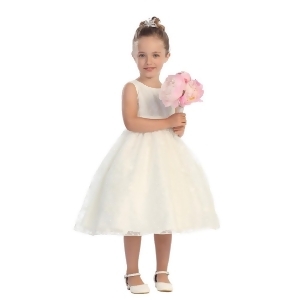 Big Girls Ivory Embroidered Lace Beaded Stylish Flower Girl Dress 8-10 - 8