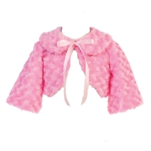 Tgi Kids Little Girls Hot Pink Satin Ribbon Collar Faux Fur Bolero Jacket 4-6 - 6