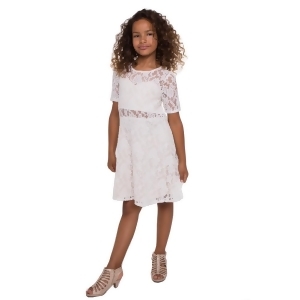 Petite Adele Big Girls Off-White Lace See Through Junior Bridesmaid Dress 8-16 - 10