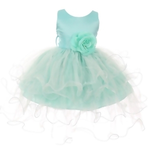 Baby Girls Mint Floral Adorned Cascade Ruffle Stylish Flower Girl Dress 6-24M - 6 Months