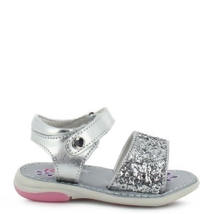 Rilo Little Girls Silver Glitter Hook And Loop Open Toe Sandals 5-7.5 Toddler - 7.5 Toddler