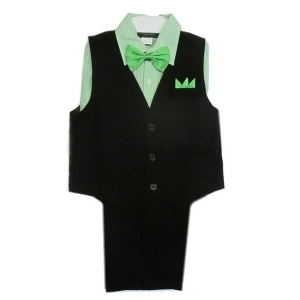 Rafael Big Boys Black Green Stripe Shirt Vest Pants Bowtie 4 Pcs Suit 8-20 - 18
