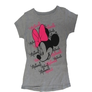 Disney Little Girls Gray Minnie Face Letter Print Short Sleeve T-Shirt 5-6X - 4/5