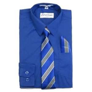 Berlioni Big Boys Royal Blue Stripe Necktie Dress Shirt Formal 2 Pc Set 8-20 - 8