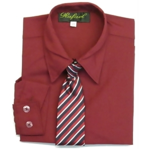 Rafael Little Boys Burgundy Dress Shirt Striped Necktie 2 Pc Set 2T-7 - 7