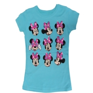 Disney Big Girls Sky Blue Minnie Mouse Cute Faces Graphic Print T-Shirt 8-12 - 10/12