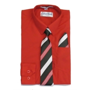 Berlioni Big Boys Red White Black Stripe Necktie Dress Shirt 2 Pc Set 8-20 - 12