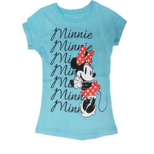 Disney Little Girls Sky Blue Minnie Mouse Print Short Sleeve T-Shirt 5-6X - 4/5