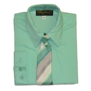 Rafael Little Boys Mint Gray Striped Necktie Dress Shirt 2 Pc Set 2T-7 - 7