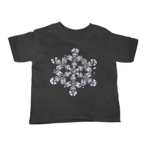 Little Girls Black Large Rhinestone Snowflake Print Cotton T-Shirt 2T-5 - 5