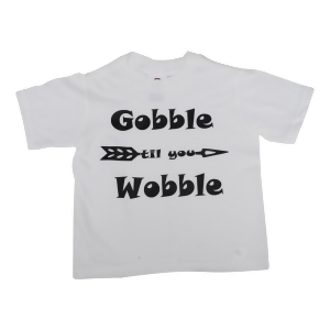 Unisex Little Kids White Gobble Till You Wobble Thanksgiving T-Shirt 2T-5 - 5