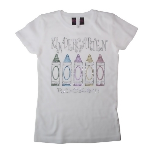 Little Girls White Kindergarten Rocks Bling Cotton T-Shirt 2T-5 - 3T