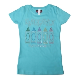 Girls Aqua Kindergarten Rocks Bling Cotton T-Shirt 6-16 - Youth L (10-12)