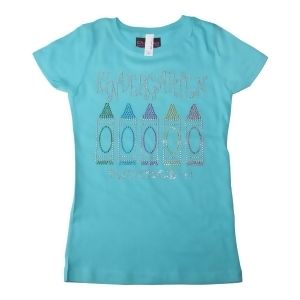 Girls Aqua Kindergarten Rocks Bling Cotton T-Shirt 6-16 - Youth XL (14-16)