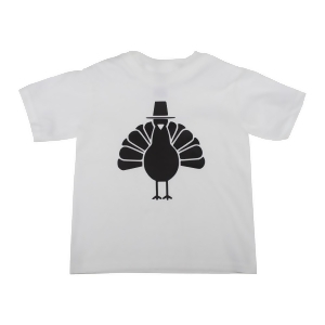 Unisex White Black Turkey Thanksgiving Cotton Trendy T-Shirt 6-16 - Youth L (10-12)