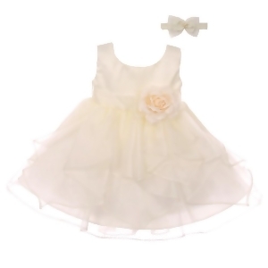 Good Girl Baby Girls Off-White Satin Organza Sleeveless Flower Girl Dress 6-24M - 12 Months