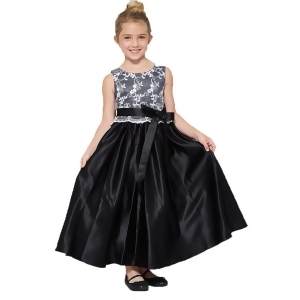 Good Girl Little Girls Black Lace Overlay Satin Sash Flower Girl Dress 2-6 - 2