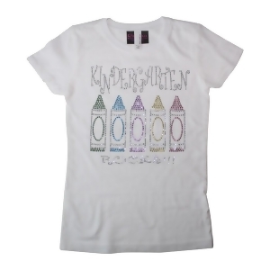 Girls White Kindergarten Rocks Bling Cotton T-Shirt 6-16 - Youth M (7-8)