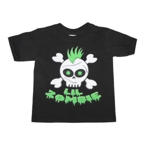Unisex Little Kids Black Lil' Zombie Halloween Cotton T-Shirt 2T-5 - 3T