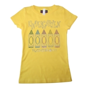 Little Girls Yellow Kindergarten Rocks Bling Cotton T-Shirt 2T-5 - 2T