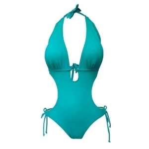 Deep Blue Womens Jade Green Tie Accent One Piece Monokini Swimsuit S-xxl - Womens M
