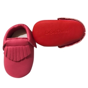 Baby Girls Hot Pink Red Soft Sole Faux Leather Tassel Moccasin Crib Shoes 3-18M - 12-18 Months
