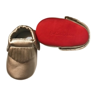 Baby Girls Gold Red Soft Sole Faux Leather Tassel Moccasin Crib Shoes 3-18M - 12-18 Months