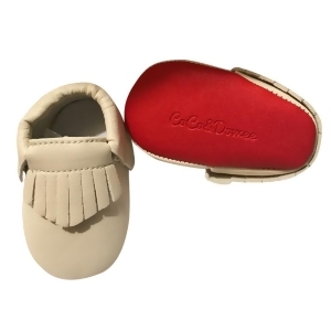Baby Girls Cream Red Soft Sole Faux Leather Tassel Moccasin Crib Shoes 3-18M - 3-6 Months