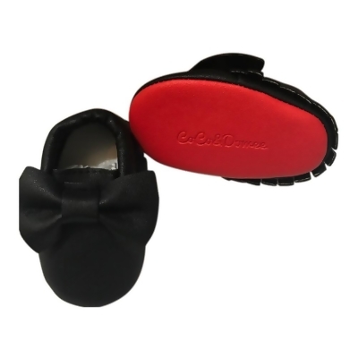 Baby Girls Black Red Tassel Bow Soft Sole Faux Leather Crib Shoes