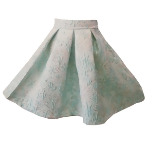 Little Girls Mint Flower Embroidered Pleated Style Flared Stylish Skirt 2-6 - 2T