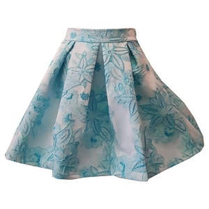 Little Girls Blue Flower Embroidered Pleated Style Flared Stylish Skirt 2-6 - 4