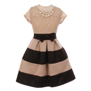 Big Girls Black Lace Necklace Color Block Special Occasion Party Dress 8-14 - 14